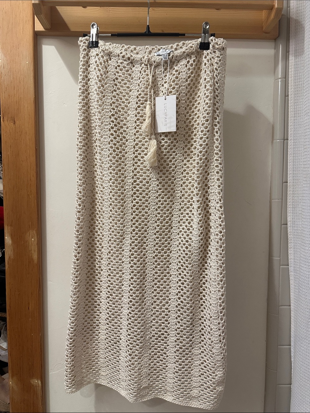 Crochet Maxi Skirt with Tassel Drawstring